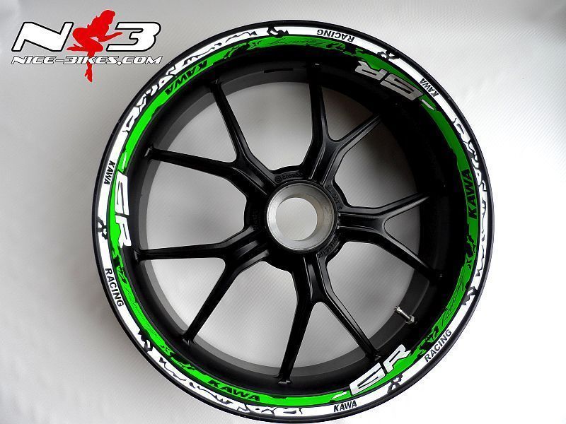 Motorrad Foliendesigns und Dekore - RACE Style Kawa ZX-6R Version 3 - 012weiss limegreen nbkl RACE Style Kawa ZX-6R Version 3