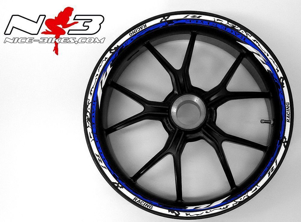 Motorrad Foliendesigns und Dekore - Race Style Yamaha R1 weiß blau - 062 weiss blau 1 nbkl Race Style Yamaha R1 weiß blau