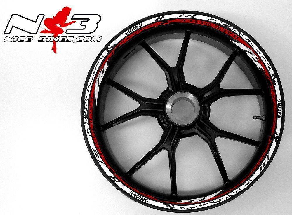 Motorrad Foliendesigns und Dekore - Race Style Yamaha R1 weiß rot - 062 weiss rot 1 nbkl Race Style Yamaha R1 weiß rot