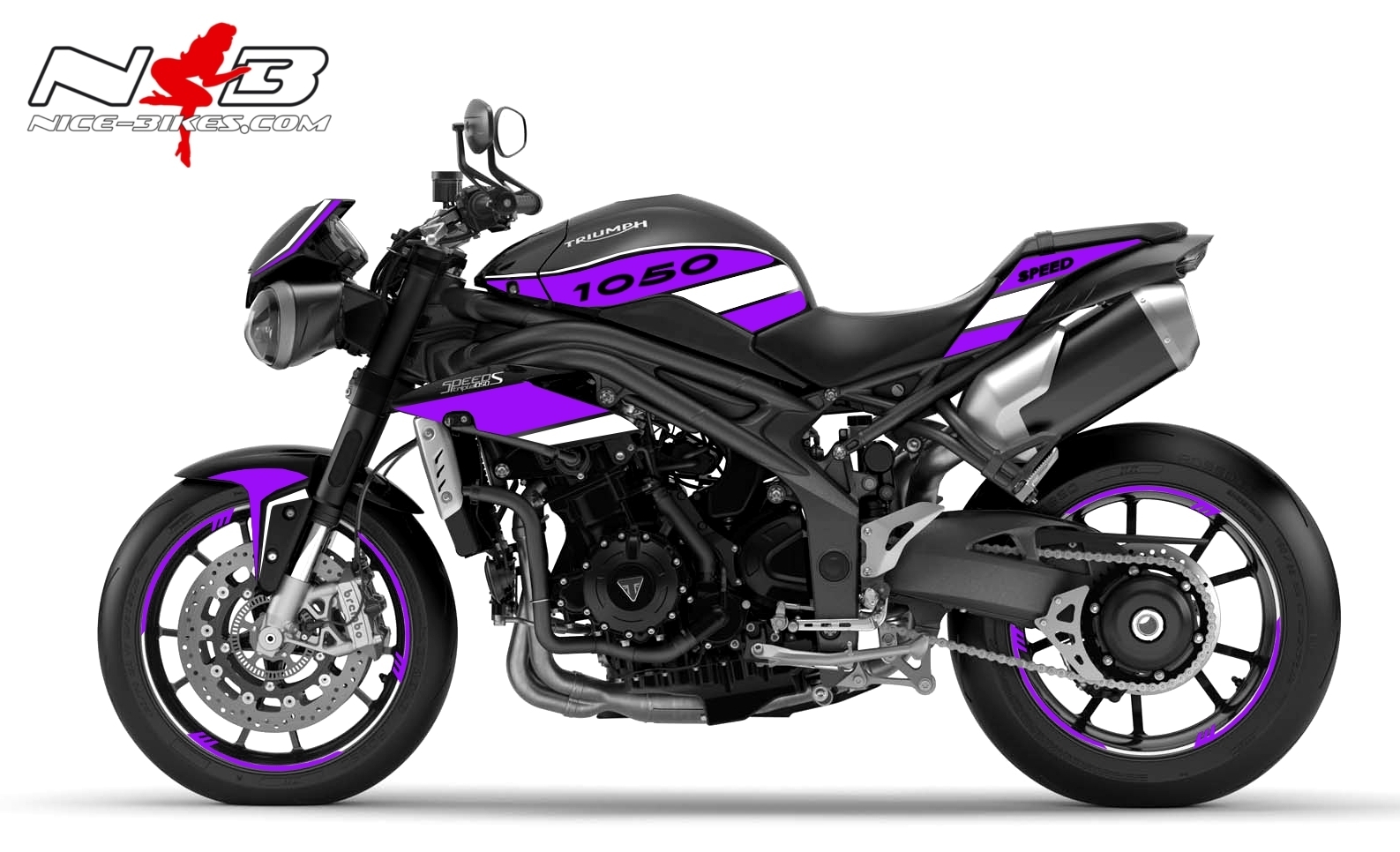 Motorrad Foliendesigns und Dekore - Speed Triple 1050 S Dekor violett auf schwarzer Maschine 2016-17 - 1050 S schwarz violett Speed Triple 1050 S Dekor violett auf schwarzer Maschine 2016-17