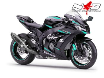 ZX-10RR Ninja Türkis-Hellblau auf schwarzer Maschine 2017
