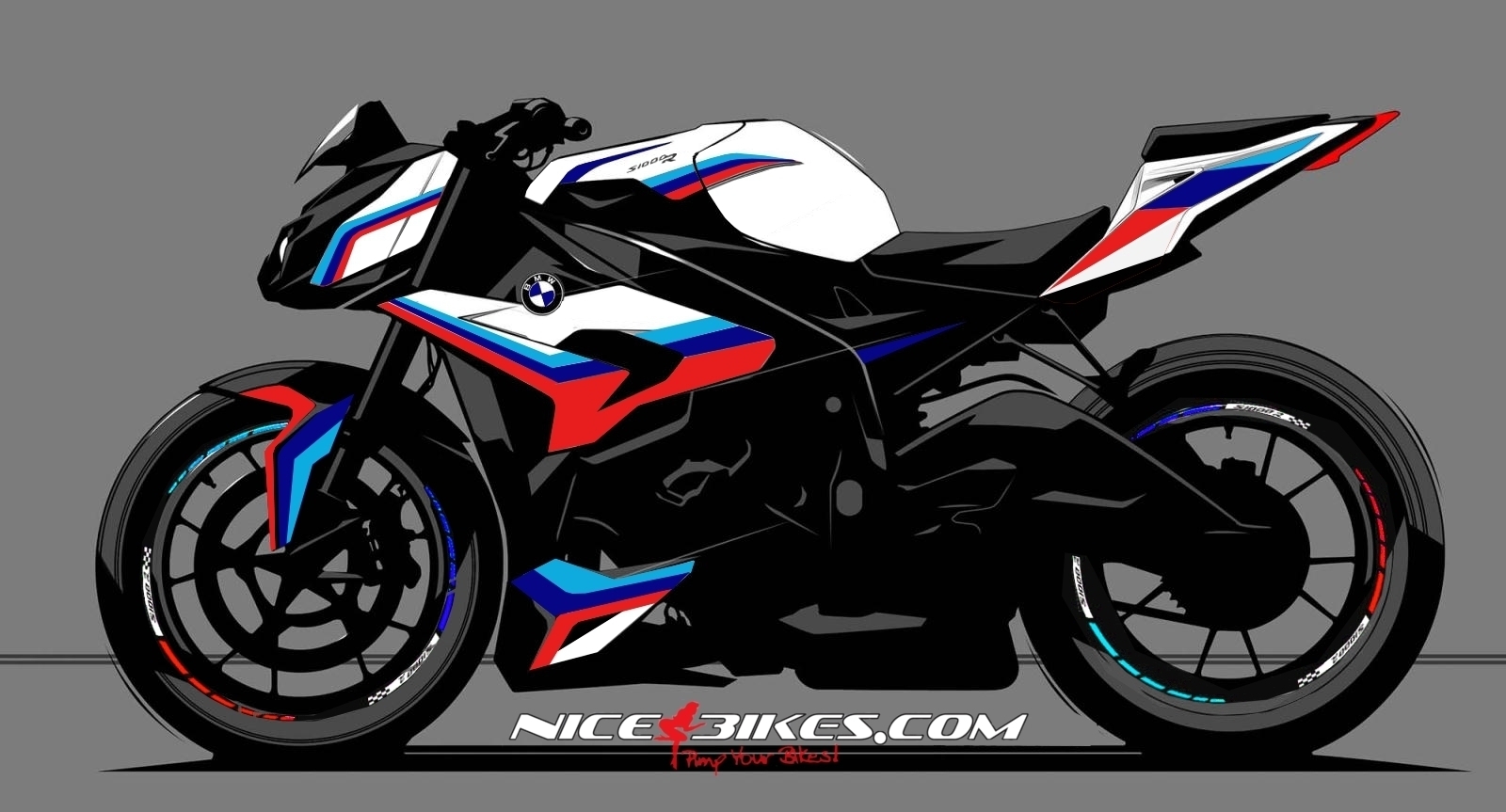 Motorrad Foliendesigns und Dekore - Dekorsatz S1000R Motorsport-Edition auf weißer Maschine 2016 - 2014 BMW S1000R Moto GP Dekorsatz S1000R Motorsport-Edition auf weißer Maschine 2016