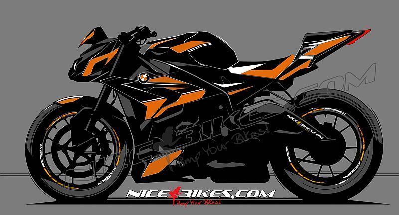 Motorrad Foliendesigns und Dekore - Dekorsatz S1000R Edition orange auf schwarzer Maschine 2016 - 2014 BMW S1000R NakedBlack orangekl Dekorsatz S1000R Edition orange auf schwarzer Maschine 2016