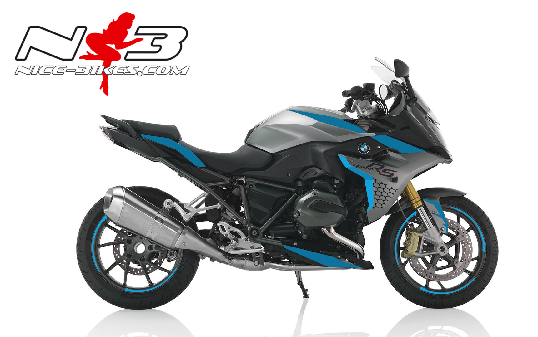Motorrad Foliendesigns und Dekore - BMW R1200RS Edition hellblau 2016 - 2016 BMW R1200RS hellblau BMW R1200RS Edition hellblau 2016