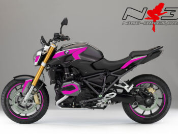 BMW R1200R Edition pink auf grauer Maschine