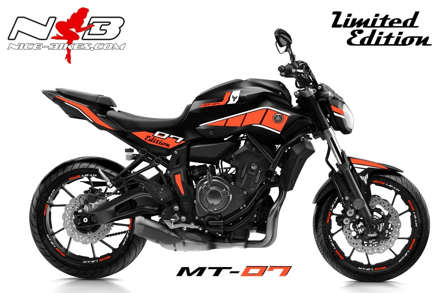 Motorrad Foliendesigns und Dekore - MT07 / 2017 orange auf schwarzer Maschine - 2017 MT 07 Black orange MT07 / 2017 orange auf schwarzer Maschine