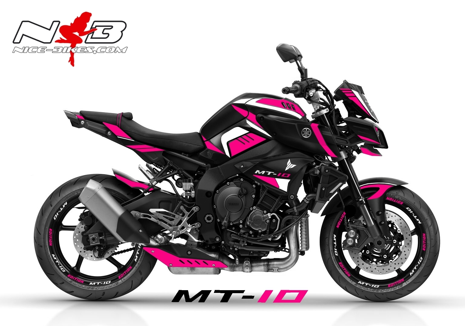 Motorrad Foliendesigns und Dekore - MT10 / 2017 pink auf schwarzer Maschine - 2017 MT 10 Black pink MT10 / 2017 pink auf schwarzer Maschine