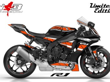 R1 Dekor orange/weiß auf schwarzer Maschine 2017-