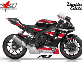Motorrad Foliendesigns und Dekore - Shop - 2017 R1 Black rot weiss R1 Dekor rot/weiß auf schwarzer Maschine 2017-