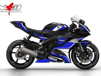 Motorrad Foliendesigns und Dekore - Shop - 2017 Yamaha R6 Black Blau R6 Race Foliendekor blau auf schwarzer Maschine