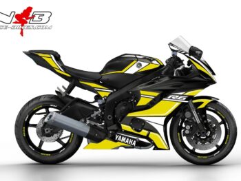 Motorrad Foliendesigns und Dekore - Shop - 2017 Yamaha R6 Black gelb R6 Race Foliendekor gelb auf schwarzer Maschine