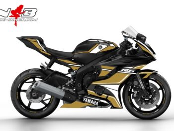 Motorrad Foliendesigns und Dekore - Shop - 2017 Yamaha R6 Black gold R6 Race Foliendekor gold auf schwarzer Maschine