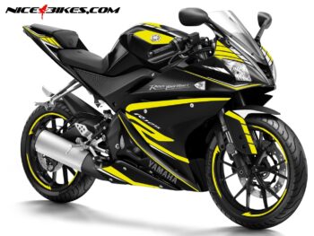 Motorrad Foliendesigns und Dekore - Shop - 2017 gelb R125 Race Foliendekor gelb auf schwarzer Maschine