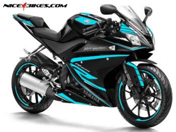 Motorrad Foliendesigns und Dekore - Shop - 2017 hellblau R125 Race Foliendekor hellblau auf schwarzer Maschine