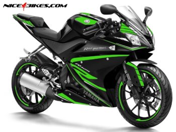 Motorrad Foliendesigns und Dekore - Shop - 2017 limegreen R125 Race Foliendekor limegreen auf schwarzer Maschine