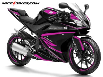 Motorrad Foliendesigns und Dekore - Shop - 2017 pink R125 Race Foliendekor pink auf schwarzer Maschine