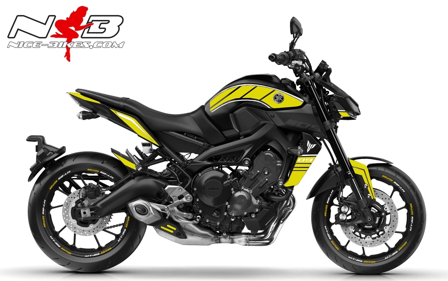Motorrad Foliendesigns und Dekore - MT09 / gelb auf schwarzer Maschine - 2018 MT 09 Black gelb MT09 / gelb auf schwarzer Maschine
