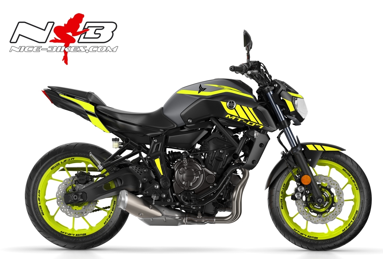 Motorrad Foliendesigns und Dekore - MT07 Night Fluo 2018 mit neon-gelben Design - 2018 Yamaha MT 07 EU Night Fluo Studio MT07 Night Fluo 2018 mit neon-gelben Design