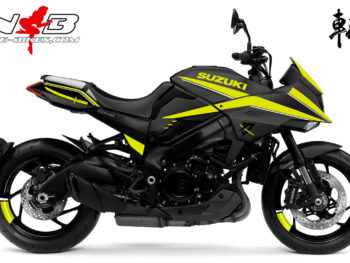 Katana gelb auf schwarzer Maschine