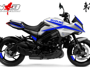 Katana blau auf silberner Maschine