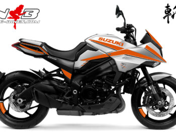 Katana orange auf silberner Maschine