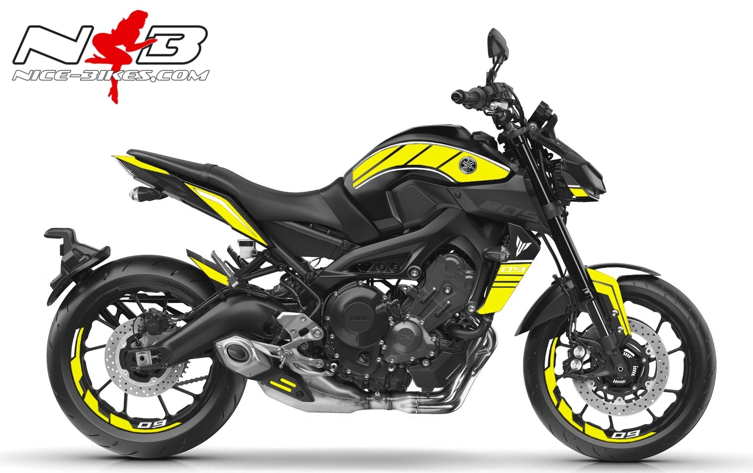 Motorrad Foliendesigns und Dekore - MT09 / gelb auf schwarzer Maschine 2019 - 2019 MT 09 Black gelb MT09 / gelb auf schwarzer Maschine 2019