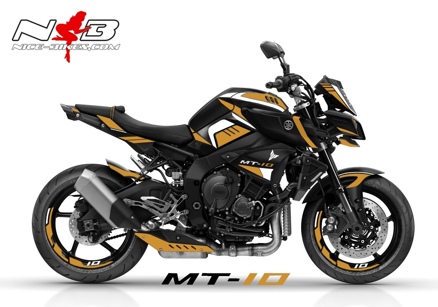 Motorrad Foliendesigns und Dekore - MT10 gold auf schwarzer Maschine 2019 - 2019 MT 10 Black gold MT10 gold auf schwarzer Maschine 2019