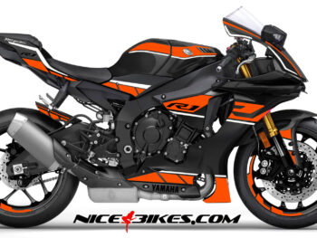 R1 Dekor orange/weiß auf schwarzer Maschine 2019