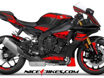 Motorrad Foliendesigns und Dekore - Shop - 2019 R1 schwarz rot1 R1 Dekor rot auf schwarzer Maschine 2019