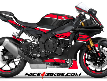 Motorrad Foliendesigns und Dekore - Shop - 2019 R1 schwarz rot weiss R1 Dekor rot/weiß auf schwarzer Maschine 2019