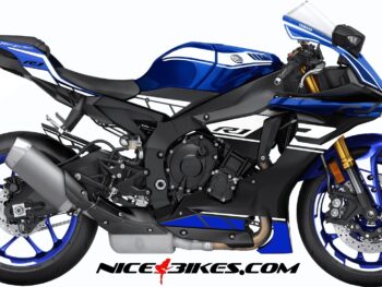 Motorrad Foliendesigns und Dekore - Shop - 2019 YZF R1 Yamaha Blue weiss R1 Dekor weiß auf blauer Maschine 2019