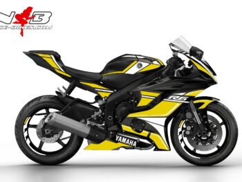 R6 Race Foliendekor 2019 gelb auf schwarzer Maschine