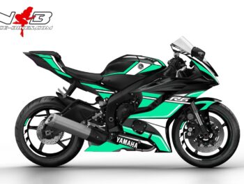 Motorrad Foliendesigns und Dekore - Shop - 2019 Yamaha R6 Black mint R6 Race Foliendekor 2019 mint auf schwarzer Maschine
