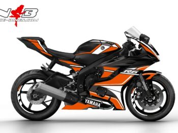 Motorrad Foliendesigns und Dekore - Shop - 2019 Yamaha R6 Black orange R6 Race Foliendekor 2019 orange auf schwarzer Maschine
