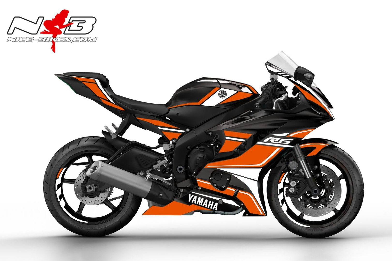 Motorrad Foliendesigns und Dekore - R6 Race Foliendekor 2019 orange auf schwarzer Maschine - 2019 Yamaha R6 Black orange R6 Race Foliendekor 2019 orange auf schwarzer Maschine