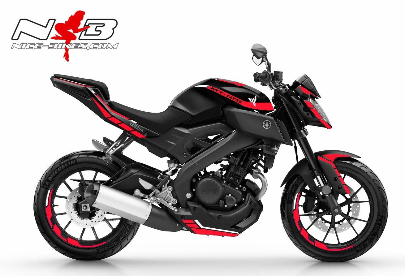 Motorrad Foliendesigns und Dekore - MT125 Dekor rot auf schwarzer Maschine - 2019 black rot MT125 Dekor rot auf schwarzer Maschine
