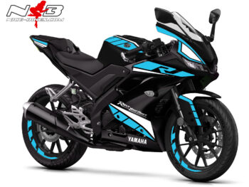 Foliendekor R125 2019-21 Race hellblau auf schwarzer Maschine