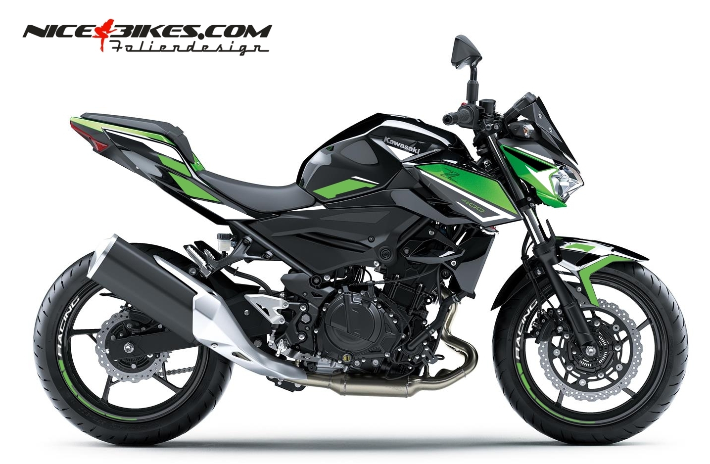 Motorrad Foliendesigns und Dekore - Foliendesign Z400 23 Limegreen - 23MY Z400 green Foliendesign Z400 23 Limegreen