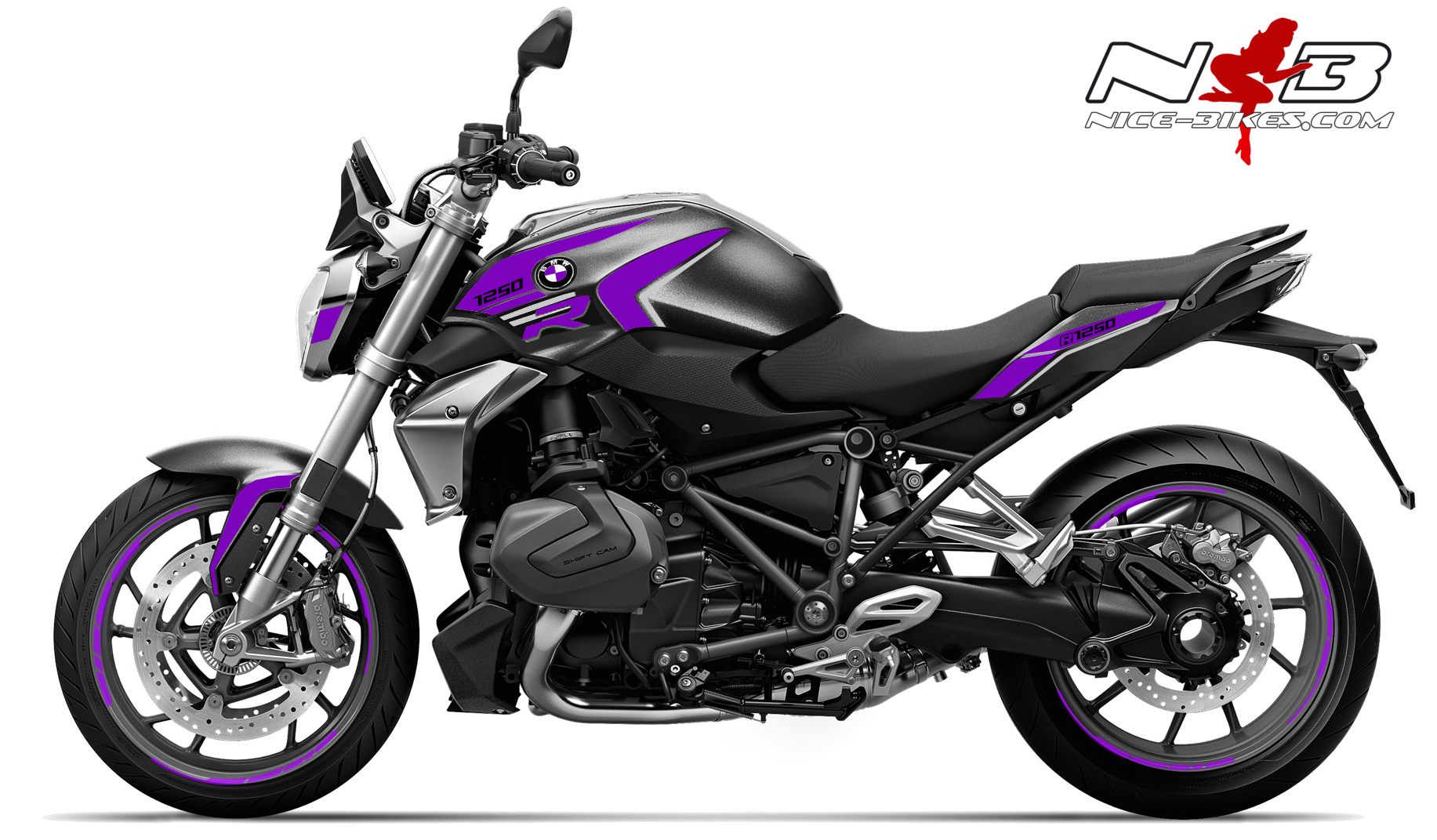 Motorrad Foliendesigns und Dekore - Foliendesign BMW R1250R (Bj. 2021-22) Manga Violett - B.1250R.21.G.080 Manga Violett Foliendesign BMW R1250R (Bj. 2021-22) Manga Violett
