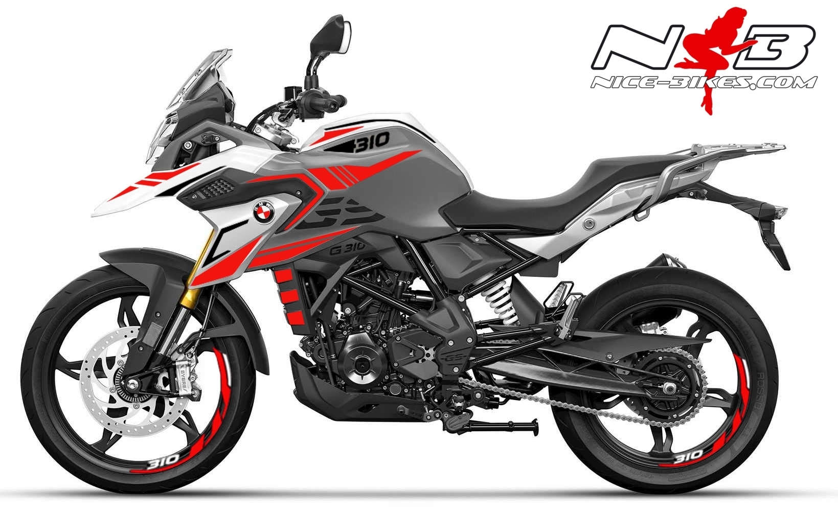 Motorrad Foliendesigns und Dekore - Foliendesign BMW G310GS Racing Red - B.310GS.21.w.306 Racing Red Foliendesign BMW G310GS Racing Red