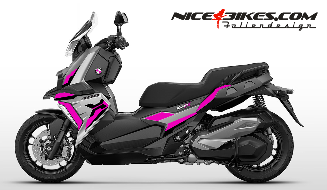 Motorrad Foliendesigns und Dekore - Foliendesign BMW C400X 2023 Pretty Pink - B.C4X.23S.077 Pretty Pink Foliendesign BMW C400X 2023 Pretty Pink