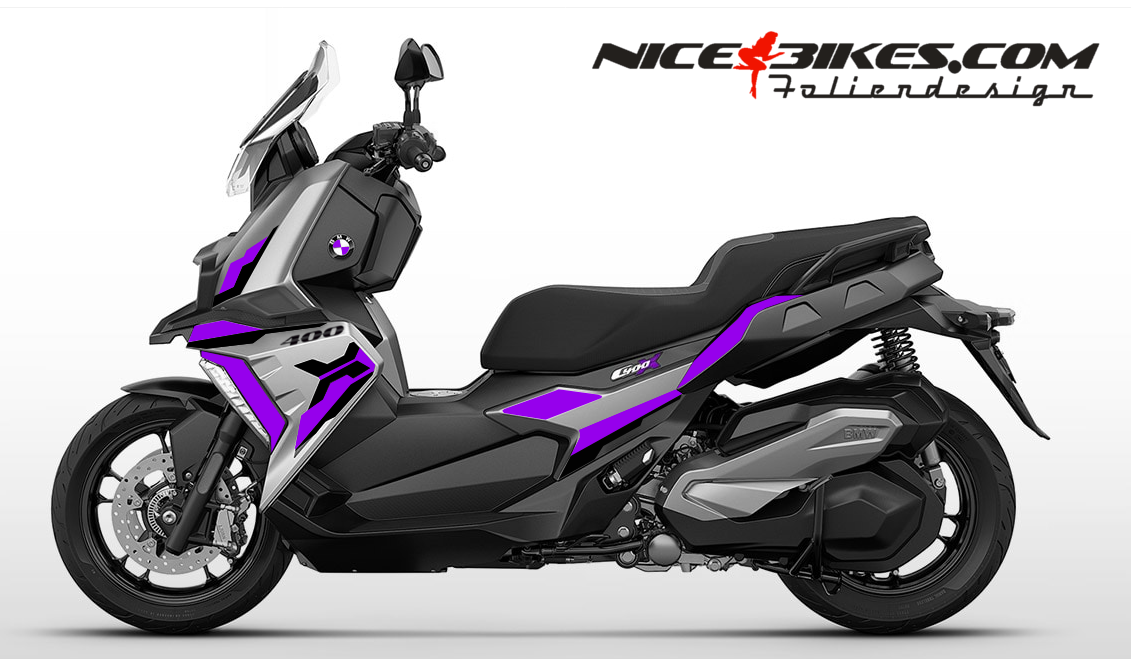 Motorrad Foliendesigns und Dekore - Foliendesign BMW C400X 2023 Manga Violett - B.C4X.23S.080 Manga Violett Foliendesign BMW C400X 2023 Manga Violett