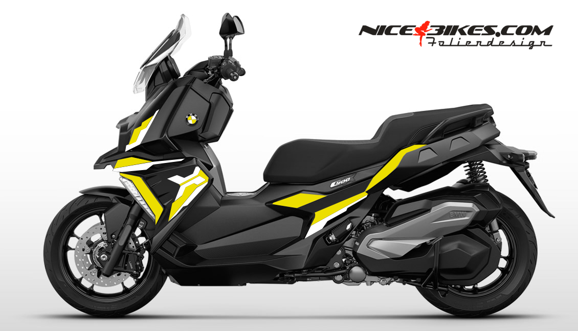 Motorrad Foliendesigns und Dekore - Foliendesign BMW C400X 2024 Hornet Yellow - B.C4X.24S.021 Hornet Yellow Foliendesign BMW C400X 2024 Hornet Yellow