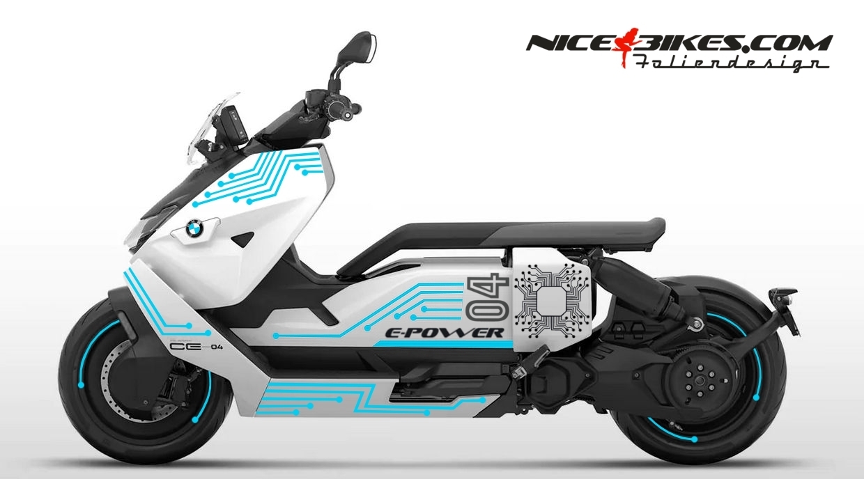 Motorrad Foliendesigns und Dekore - Foliendesign BMW CE04 Light Blue - B.CE 04.053 Light Blue Foliendesign BMW CE04 Light Blue