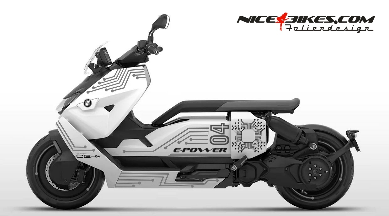 Motorrad Foliendesigns und Dekore - Foliendesign BMW CE04 Racing Grey - B.CE 04.099 Racing Grey Foliendesign BMW CE04 Racing Grey