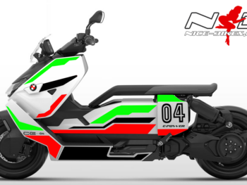 Motorrad Foliendesigns und Dekore - Shop - B.CE 04.333 Limegreen Racing red Foliendesign BMW CE-04 Limegreen/ Racing Red