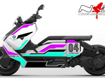 Motorrad Foliendesigns und Dekore - Shop - B.CE 04.444 Manga Violett Maimi Blue Foliendesign BMW CE-04 Manga Violett/ Miami Blue