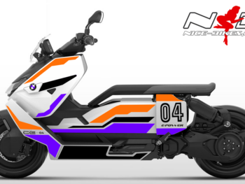 Motorrad Foliendesigns und Dekore - Shop - B.CE 04.555 Evil Orange Manga Violett Foliendesign BMW CE-04 Evil Orange/ Manga Violett