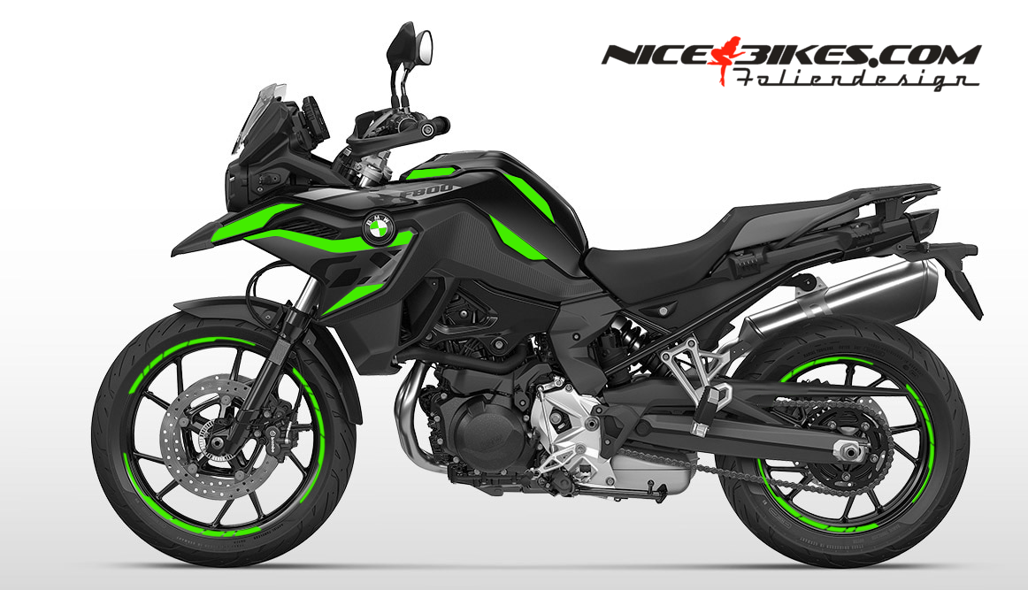 Motorrad Foliendesigns und Dekore - Foliendesign BMW F800GS 2024 Limegreen - B.F800GS.S24.064 Limegreen Foliendesign BMW F800GS 2024 Limegreen