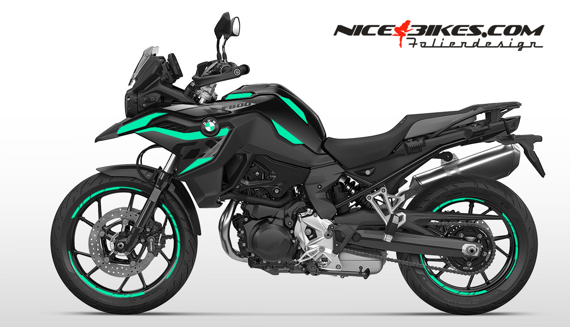 Motorrad Foliendesigns und Dekore - Foliendesign BMW F800GS 2024 Miami Blue - B.F800GS.S24.501 Miami Blue Foliendesign BMW F800GS 2024 Miami Blue